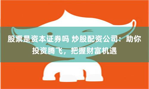 股票是资本证券吗 炒股配资公司:助你投资腾飞,把握财富机遇
